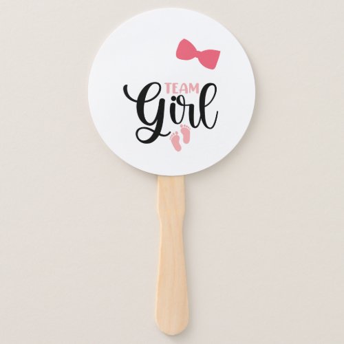 Gender Reveal Team Girl Pink Bow Hand Fan