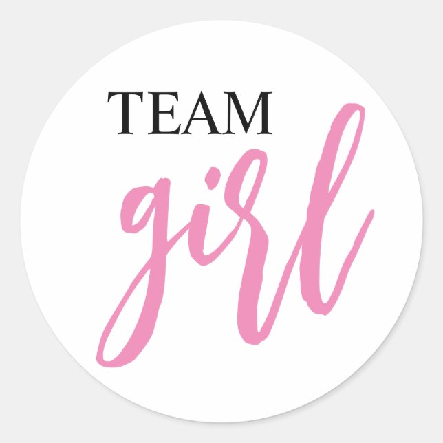 Gender Reveal Team Girl Round Sticker (Front)