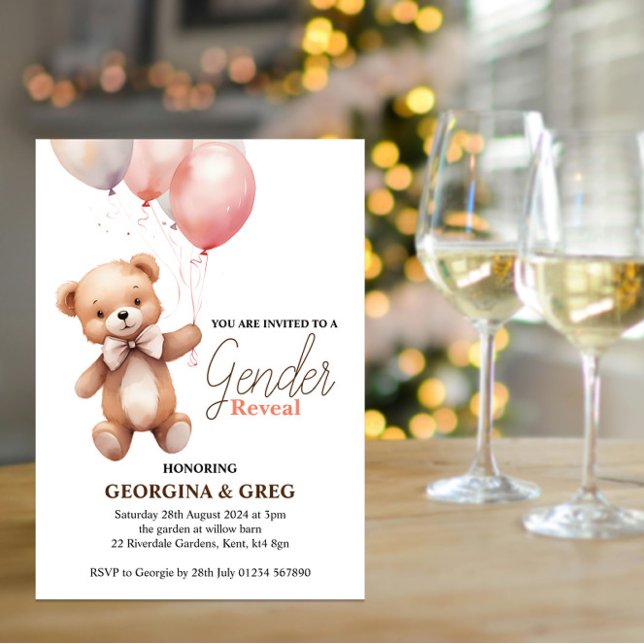 Gender Reveal Teddy Bear Invitation (Creator Uploaded)
