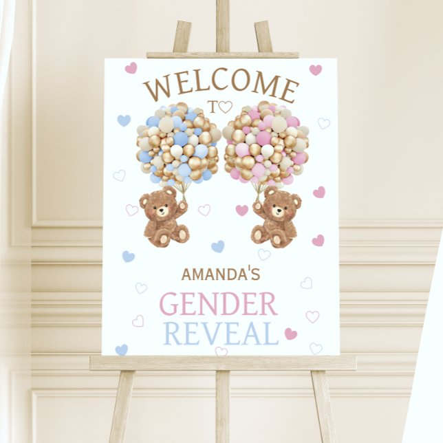 Gender Reveal Teddy Bear Welcome Decor Foam Board (Creator Uploaded)