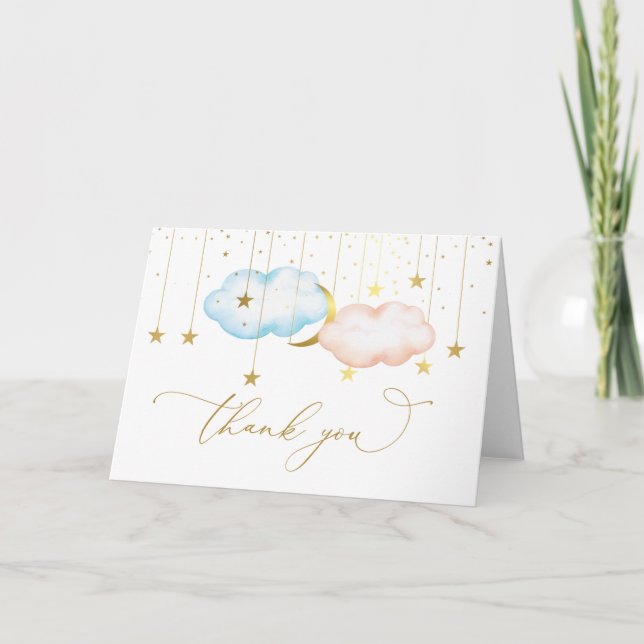 Gender Reveal Thank You Card, Twinkle Little Star Card (Front)