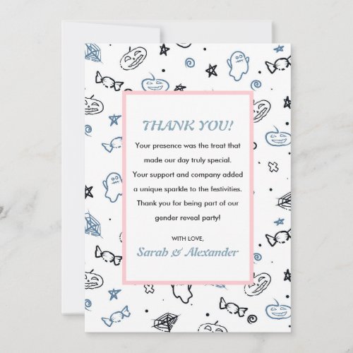 Gender reveal thank you cards Cute pink and blue 