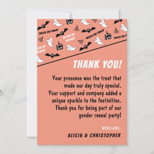 Gender reveal thank you cards cute spooky ghost