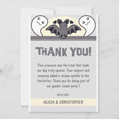 Gender reveal thank you cards Halloween Cute ghost