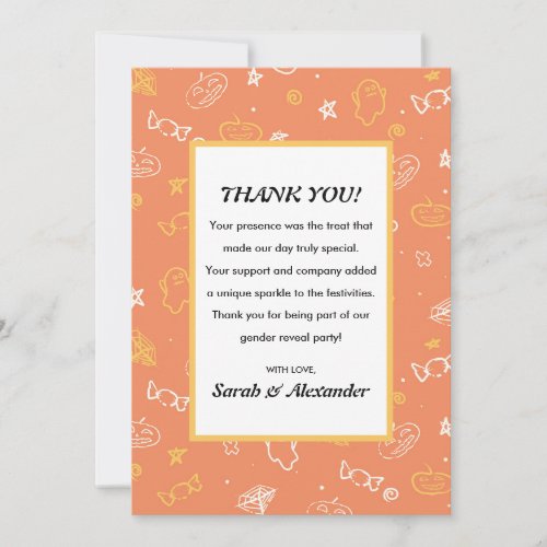 Gender reveal thank you cards October Halloween