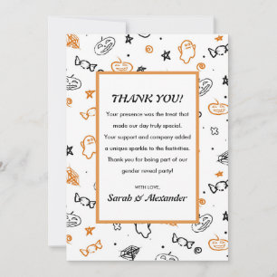 Gender reveal thank you cards October pattern