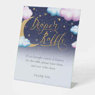 Gender Reveal Twinkle Little Star Diaper Raffle Pedestal Sign