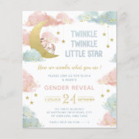 Gender reveal twinkle little star invitation