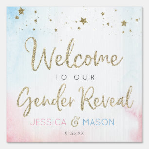 Gender Reveal Twinkle Welcome and Favor Sign
