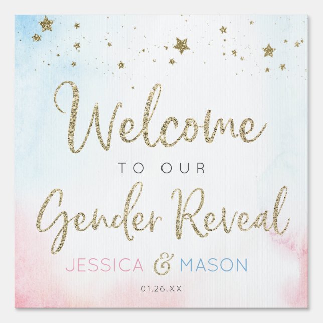 Gender Reveal Twinkle Welcome and Favor Sign (Front)