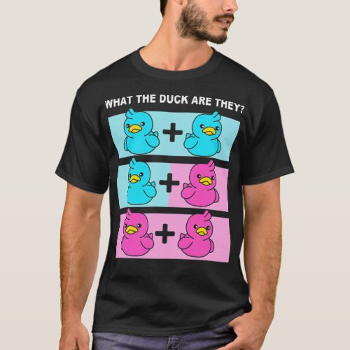 Gender Reveal Twins What The Duck Are black labrad T_Shirt