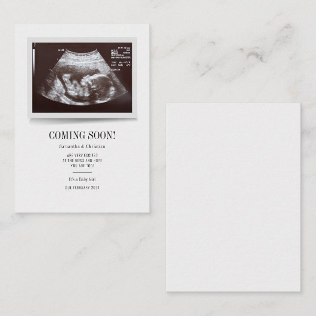 Gender Reveal Ultrasound Photo Pregnancy Budget Note Card (Front/Back)