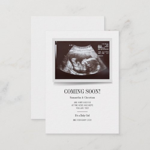 Gender Reveal Ultrasound Photo Pregnancy Budget Note Card