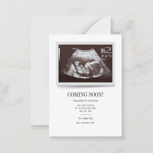 Gender Reveal Ultrasound Photo Pregnancy Note Card