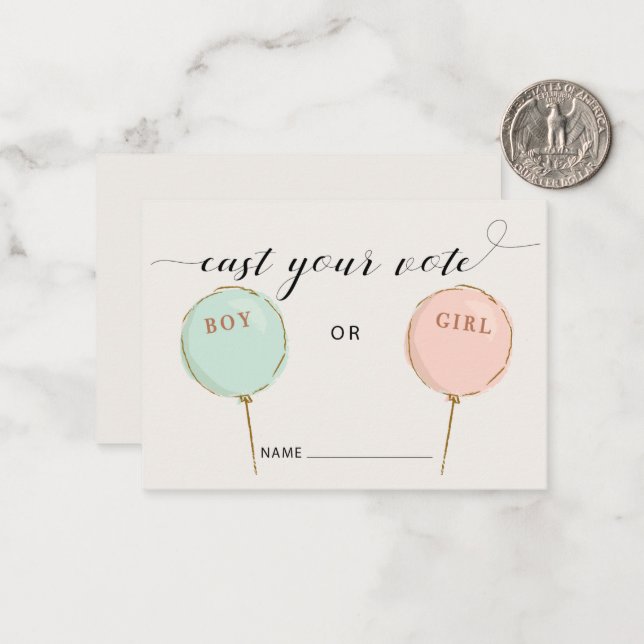 Gender Reveal Voting Card Balloons (Front/Back In Situ)