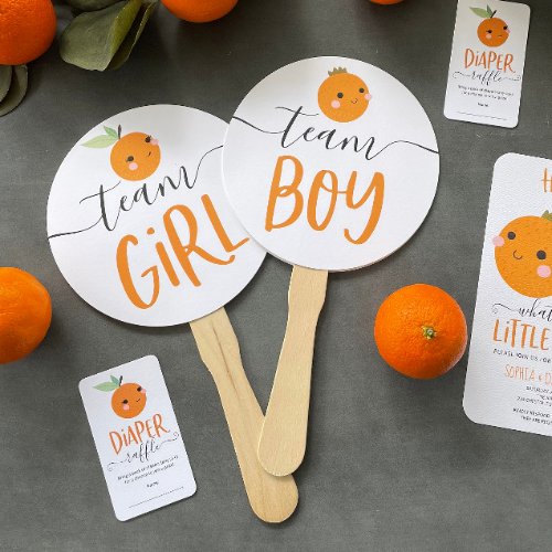Gender Reveal Voting Fan Little Cutie Orange