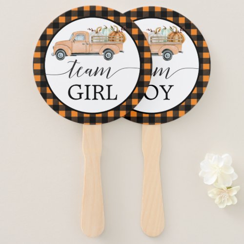 Gender Reveal Voting Fan Vintage Pumpkin Truck