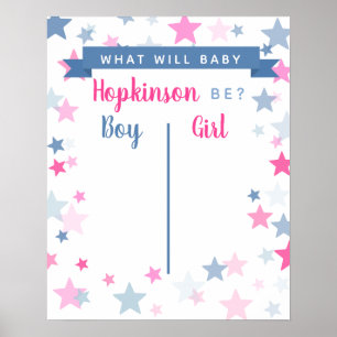 Gender Reveal Voting Poster party sign boy or girl