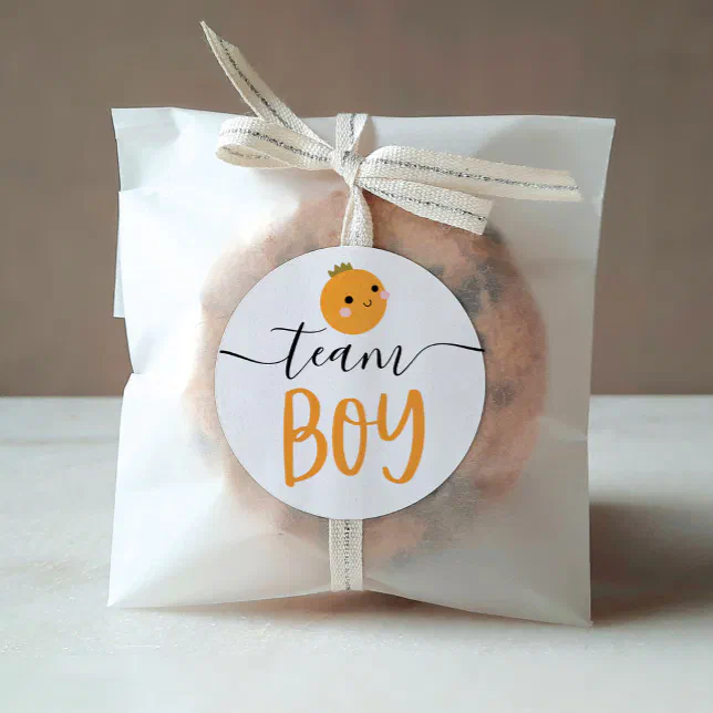 Gender Reveal Voting Sticker Little Cutie Orange Zazzle