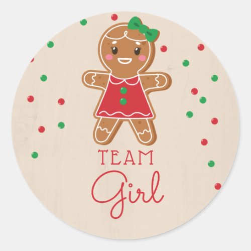 Gender Reveal Voting Team Girl Gingerbread Classic Round Sticker