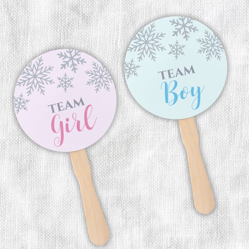 Gender Reveal Voting Winter Snowflake Boy Or Girl Hand Fan