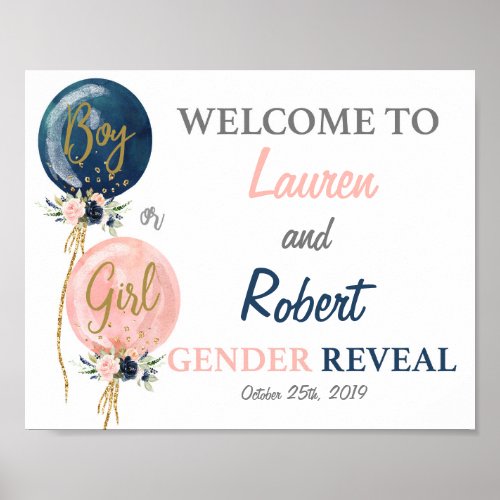 Gender reveal welcome sign