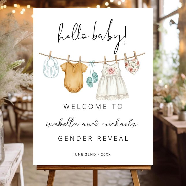 Gender Reveal Welcome Sign Template, Boho Gender (Creator Uploaded)