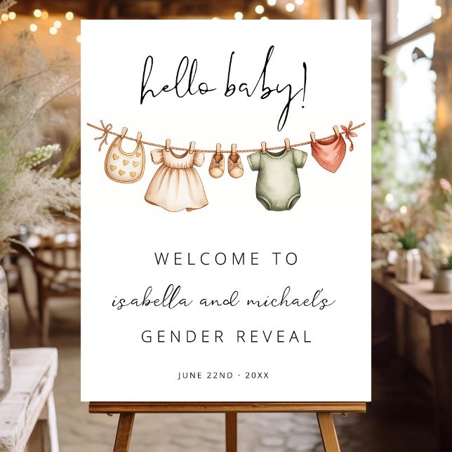 Gender Reveal Welcome Sign Template, Boho Gender (Creator Uploaded)