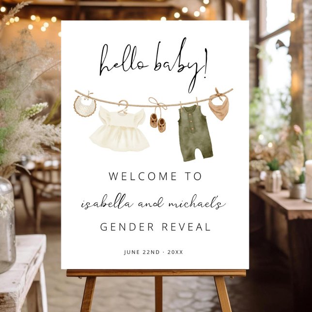 Gender Reveal Welcome Sign Template, Boho Gender (Creator Uploaded)