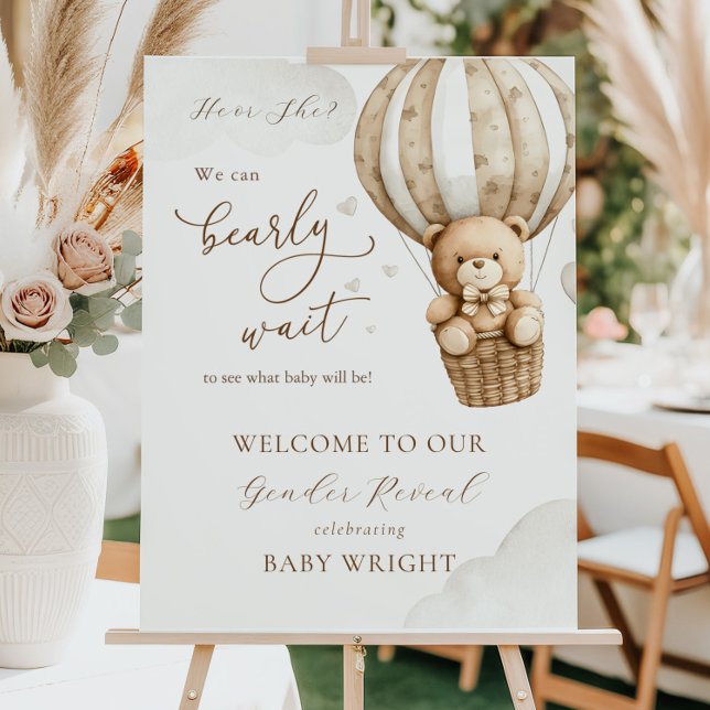Gender Reveal Welcome Teddy Bear Baby Shower Foam Board (Creator Uploaded)