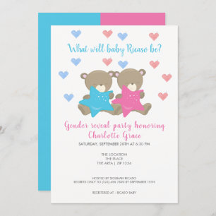 Gender Reveal What Will Baby Be Bear Baby Shower Invitation