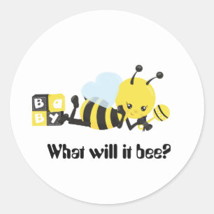 Gender Reveal What will it Be Bee Classic Round Sticker