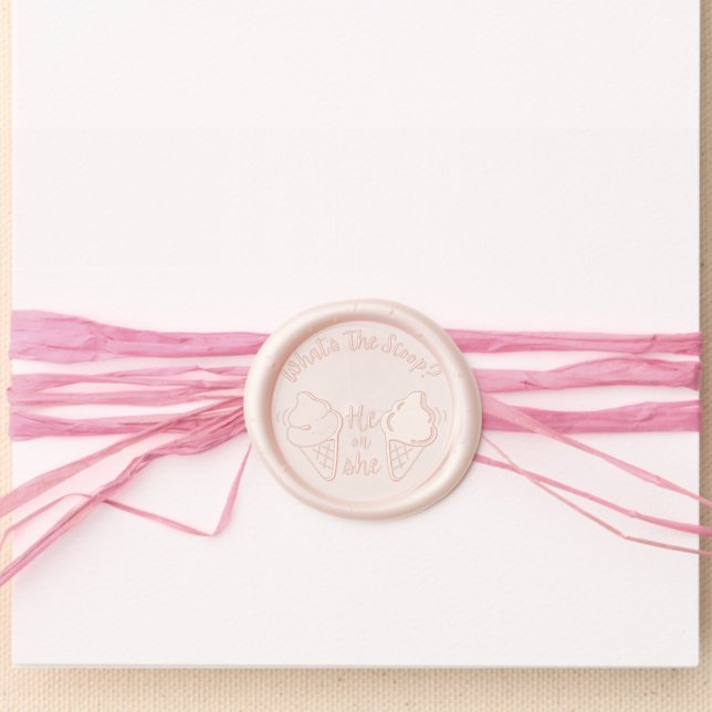 Gender Reveal What's the Scoop Ice Cream Wax Seal Sticker (Front)