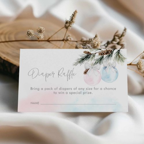 Gender Reveal Winter Baby Shower Diaper Raffle Enc Enclosure Card