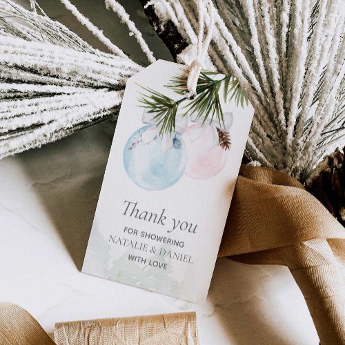 Gender Reveal Winter Baby Shower Favor Thank you Gift Tags