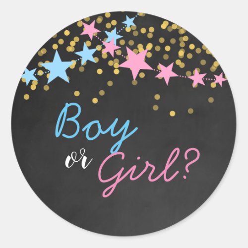 Gender Reveal Wonder What you Are Boy or Girl Classic Round Sticker