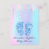 Gender Revival Baby Shower Feet Holographic Drip Invitation