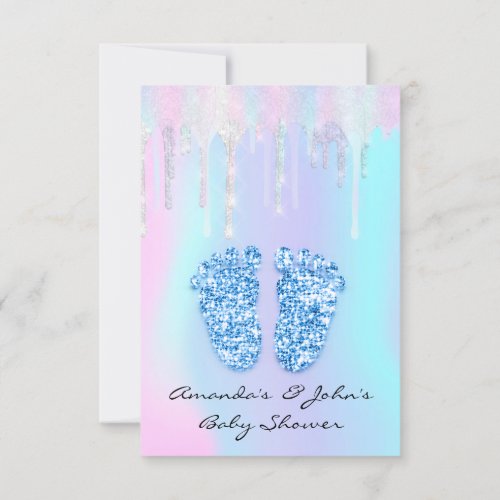 Gender Revival Baby Shower Feet Holographic Drip Invitation
