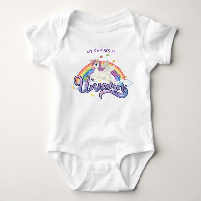 Gender Unicorn Rainbow Baby Shirt Creeper (Front)