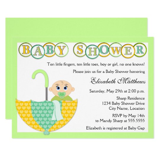 Gender Unknown Umbrella Baby Shower Invitation Zazzle Com