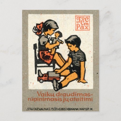 Gendered play time Lithuania under the Soviets Postcard