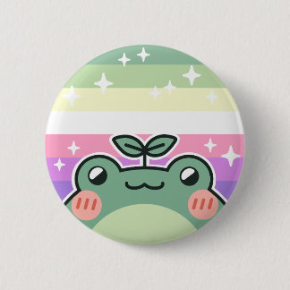 Genderfae LGBT Pride Flag Frog Button