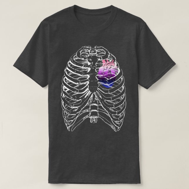 Genderfluid Anatomical Heart Ribcage Queer Pride H T-Shirt (Design Front)