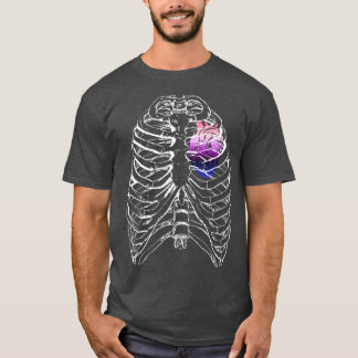 Genderfluid Anatomical Heart Ribcage Queer Pride H T-Shirt