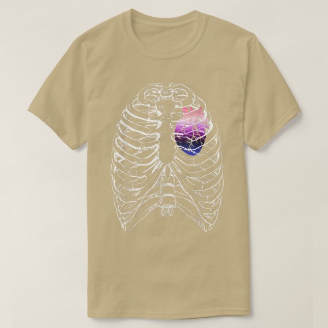Genderfluid Anatomical Heart Ribcage Queer Pride H T-Shirt (Design Front)