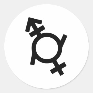 Genderfluid Androgyne Female Gender Symbol Classic Round Sticker