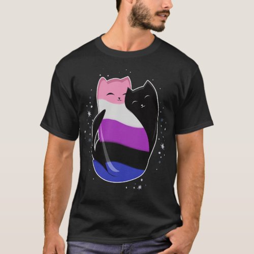 Genderfluid Cat LGBT Pride Flag T_Shirt