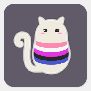 Genderfluid Cat Square Sticker