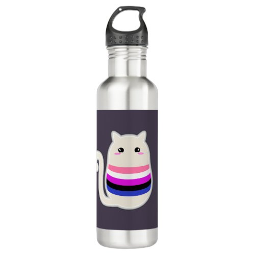 Genderfluid Cat Stainless Steel Water Bottle