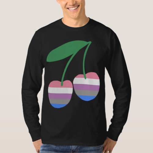 Genderfluid Cherry LGBTQ Pride Flag Cottagecore Ka T_Shirt